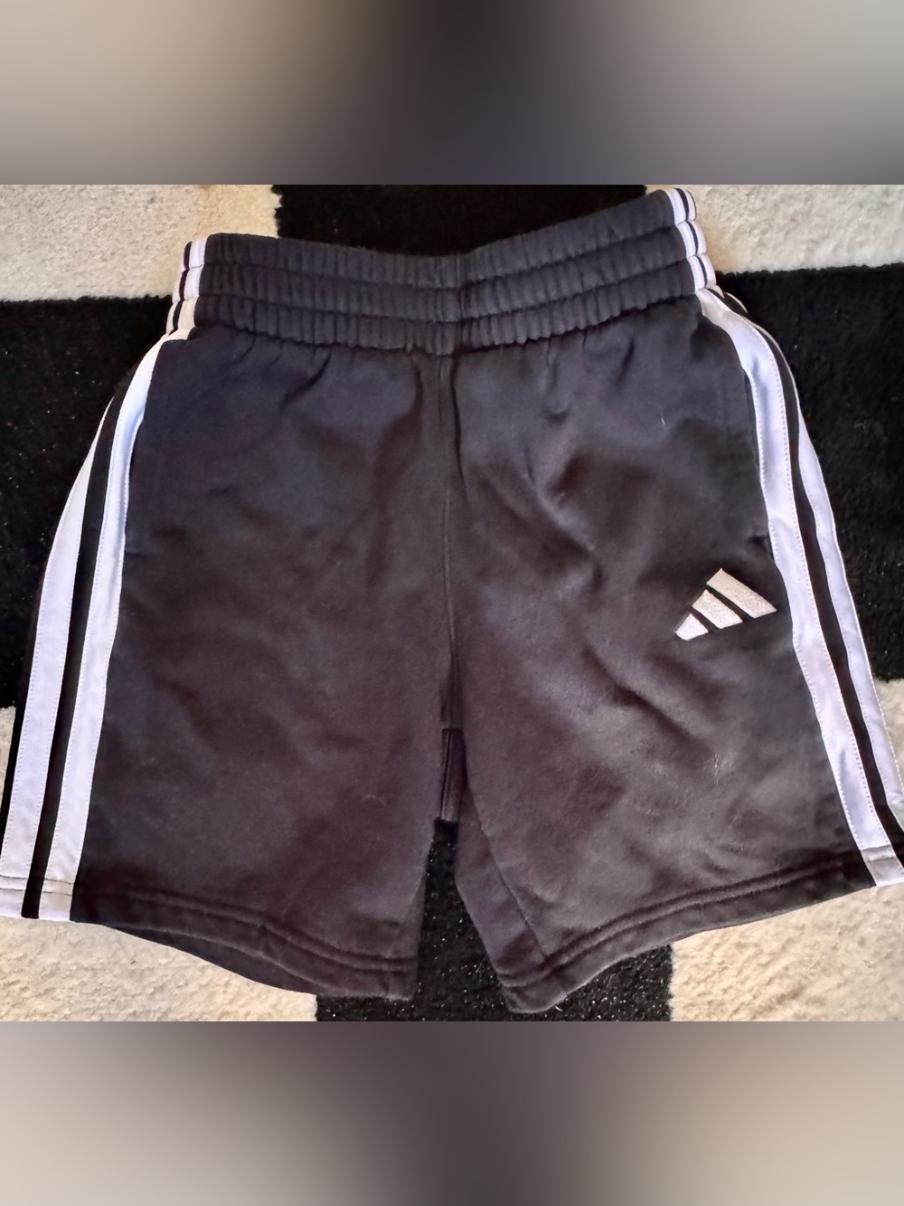 adidas Black Shorts with White Stripes and Logo